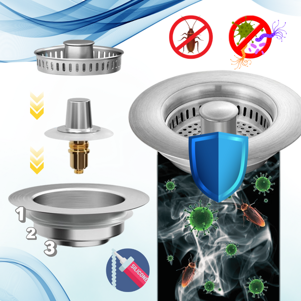 Premium 3-in-1 Stainless Steel Sink Drain With Odor Block And Water Storage