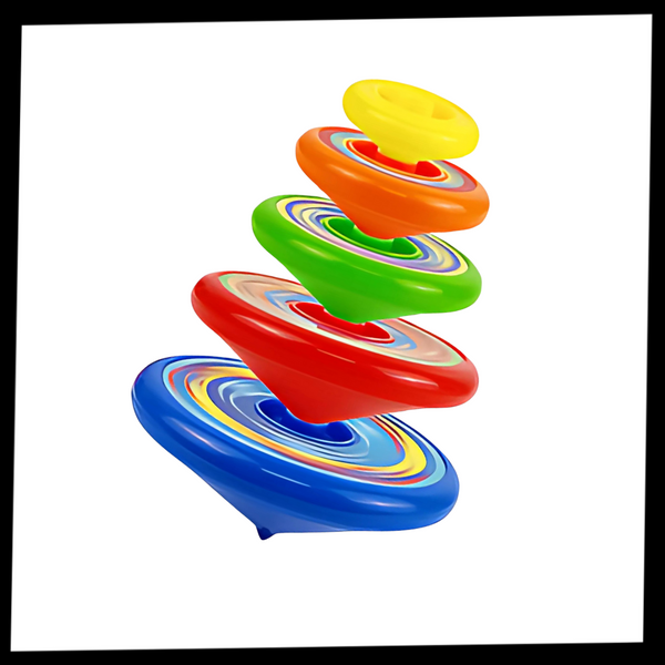 Educational Layered Spin Gyro Toy With One Push Launcher