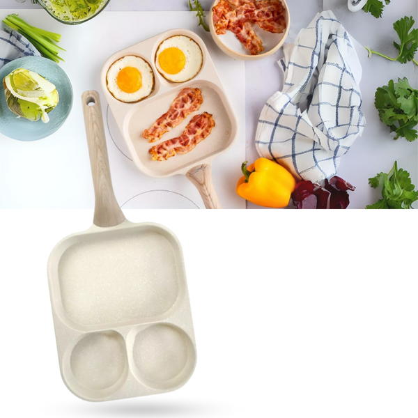 Three Section Pan With Even Heat Distribution And Nonstick Coating