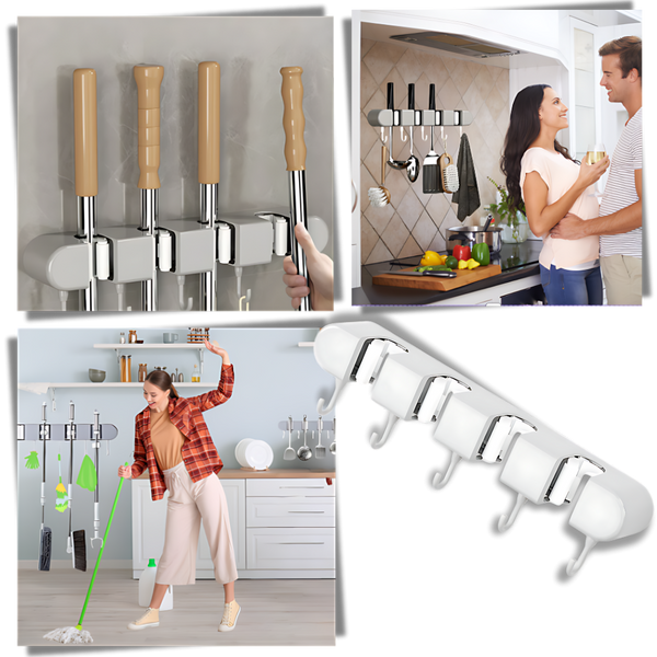All Purpose Broom Holder With Secure Moisture Resistant Mount