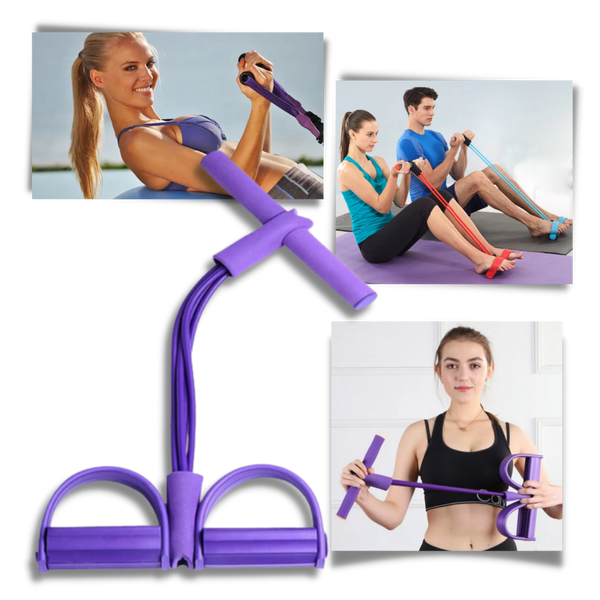 Four-Tube Pedal Resistance Band For Leg And Full-Body Workouts