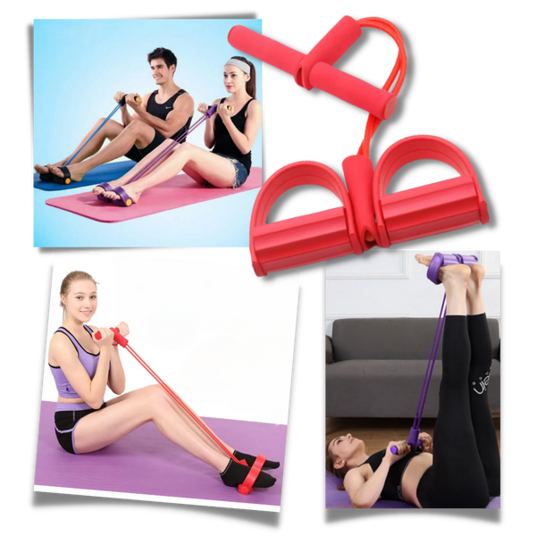 Four-Tube Pedal Resistance Band For Leg And Full-Body Workouts