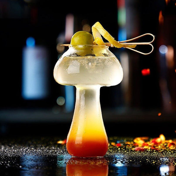 Whimsical Mushroom Shaped Cocktail Glass With Sturdy Stem for Unique Bar
