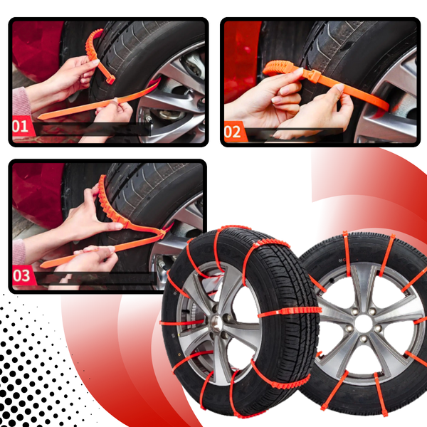 Nylon Tire Traction Aids For Snow And Ice With Easy Install Grip