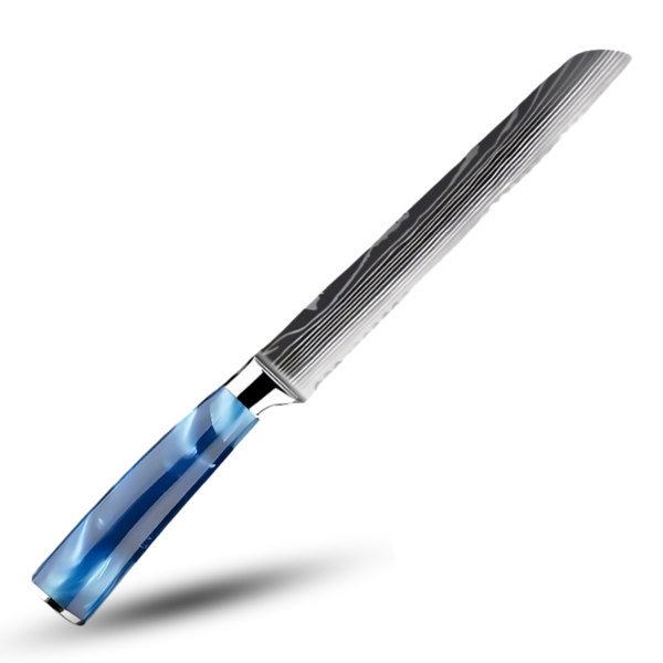 Atlantic Blue Japanese Knife Set With Damascus Design And Razor Sharpness