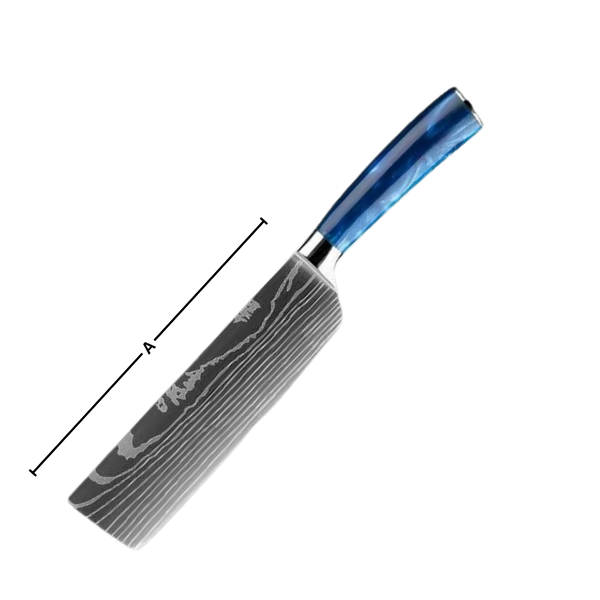 Atlantic Blue Japanese Knife Set With Damascus Design And Razor Sharpness