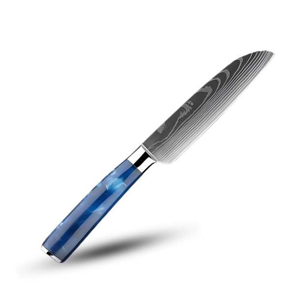 Atlantic Blue Japanese Knife Set With Damascus Design And Razor Sharpness