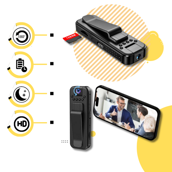 1080p Wireless Vlog Body Camera With 90 Degree Wide Angle Lens And OTG Sharing
