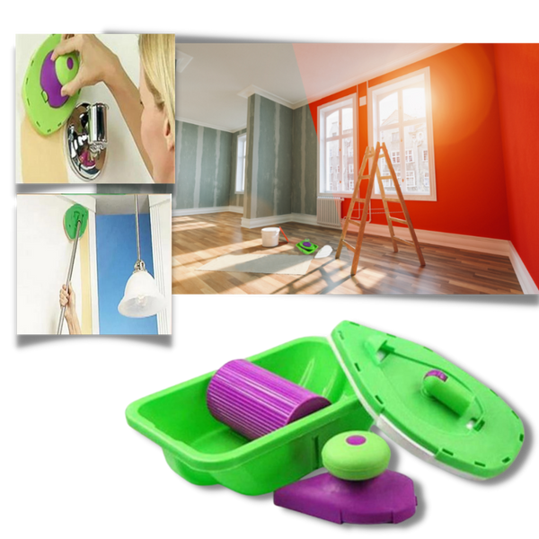 Four Piece Sponge Point And Decorative Paint Roller Kit For Precise Edges