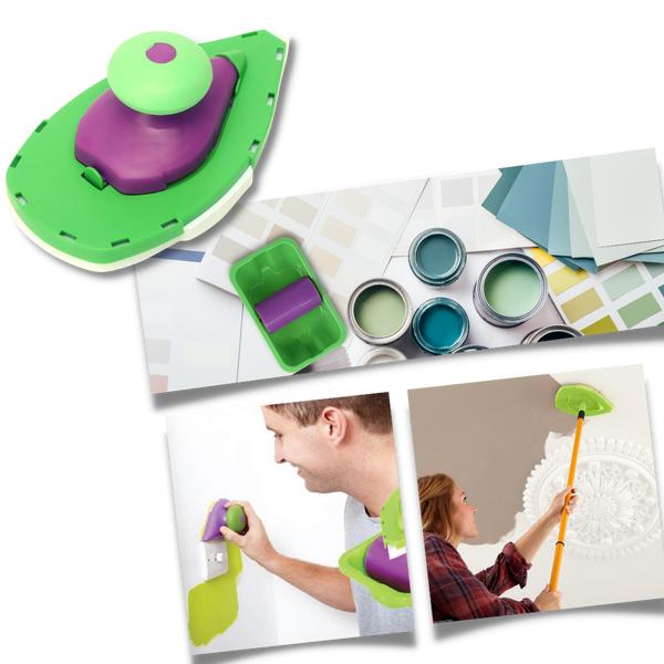 Four Piece Sponge Point And Decorative Paint Roller Kit For Precise Edges