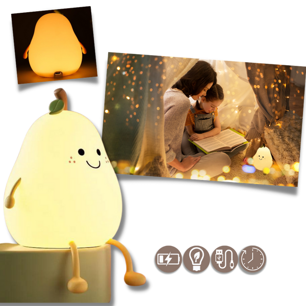 Pear Shaped USB LED Night Light With Touch Activation And 7 Color Gradient