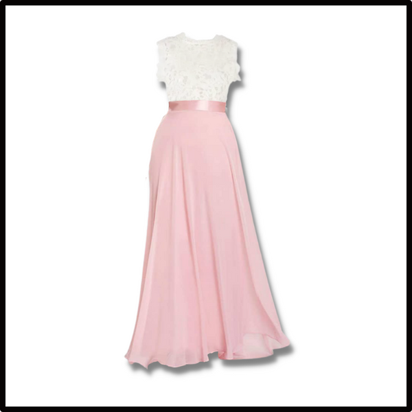 Graceful Lace Chiffon Dress With Empire Waist For Timeless Style