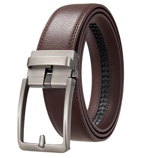 Hole-Free Cowhide Belt With Auto Buckle And Adjustable Fit