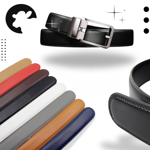 Hole-Free Cowhide Belt With Auto Buckle And Adjustable Fit