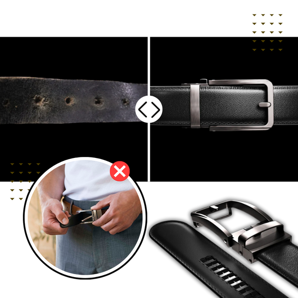Hole-Free Cowhide Belt With Auto Buckle And Adjustable Fit
