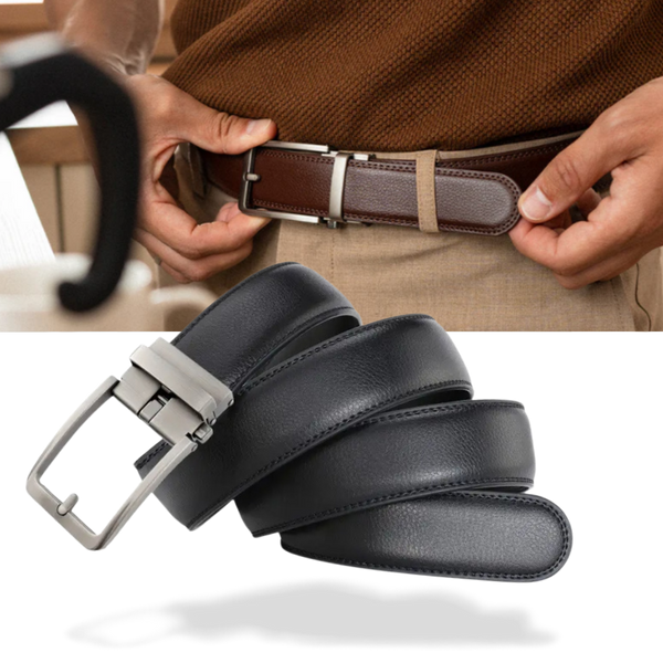 Hole-Free Cowhide Belt With Auto Buckle And Adjustable Fit