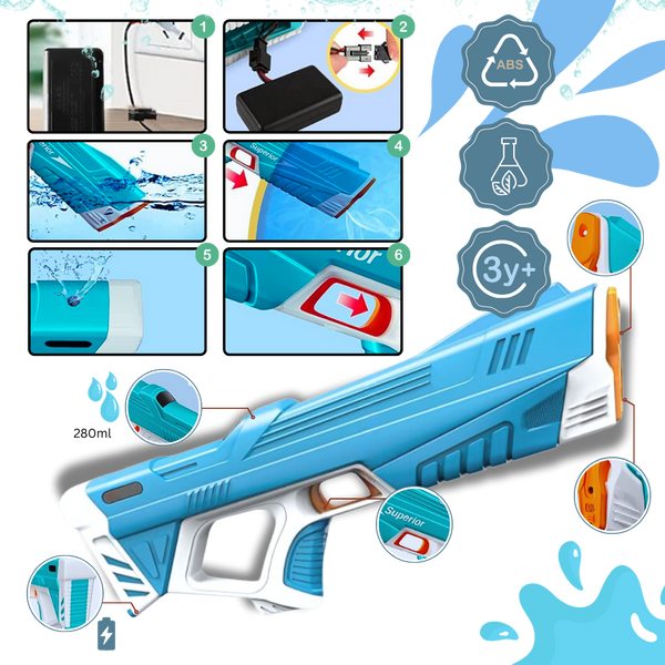 Rechargeable Electric Water Gun With Powerful Jet And Adjustable Range