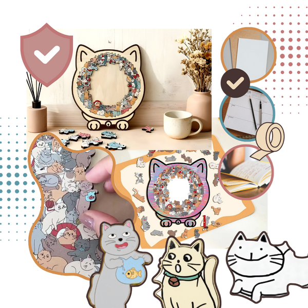 Calming Cat Wooden Jigsaw Puzzle For Stress Relief And Focus