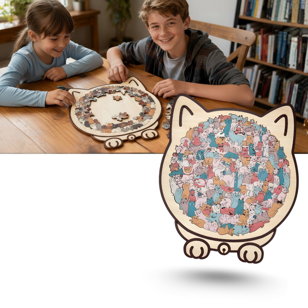 Calming Cat Wooden Jigsaw Puzzle For Stress Relief And Focus