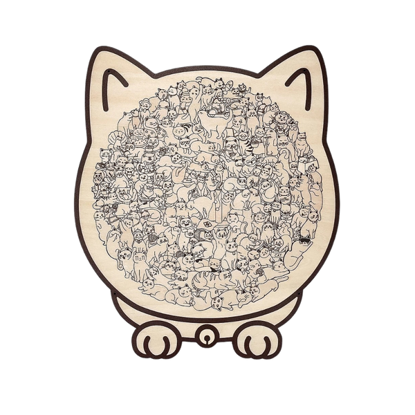 Calming Cat Wooden Jigsaw Puzzle For Stress Relief And Focus