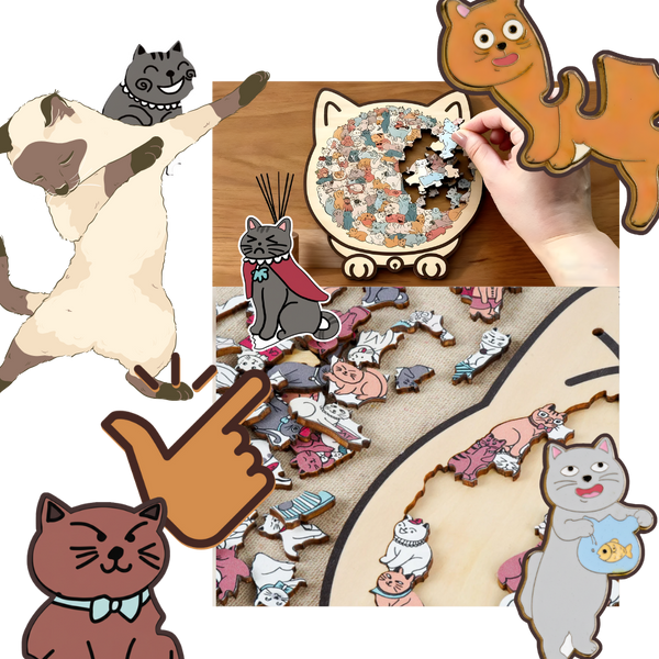 Calming Cat Wooden Jigsaw Puzzle For Stress Relief And Focus