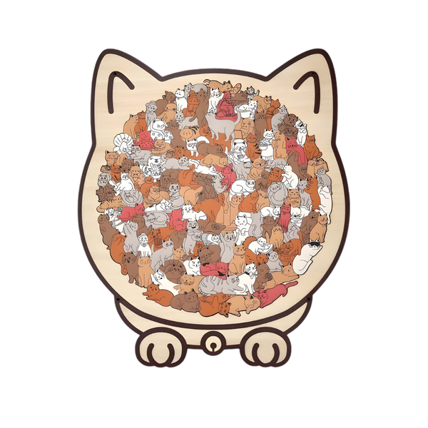 Calming Cat Wooden Jigsaw Puzzle For Stress Relief And Focus