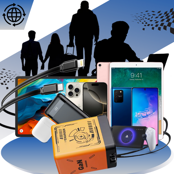 Smart Dual PD Charger With Retractable USB C And Lightning Cables