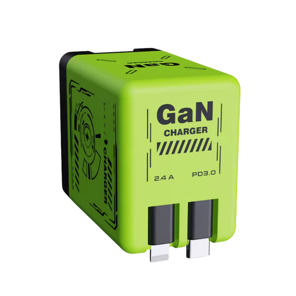 Smart Dual PD Charger With Retractable USB C And Lightning Cables