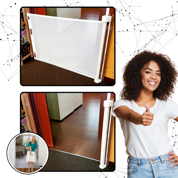 Retractable Mesh Gate For Pets And Kids With One Hand Operation