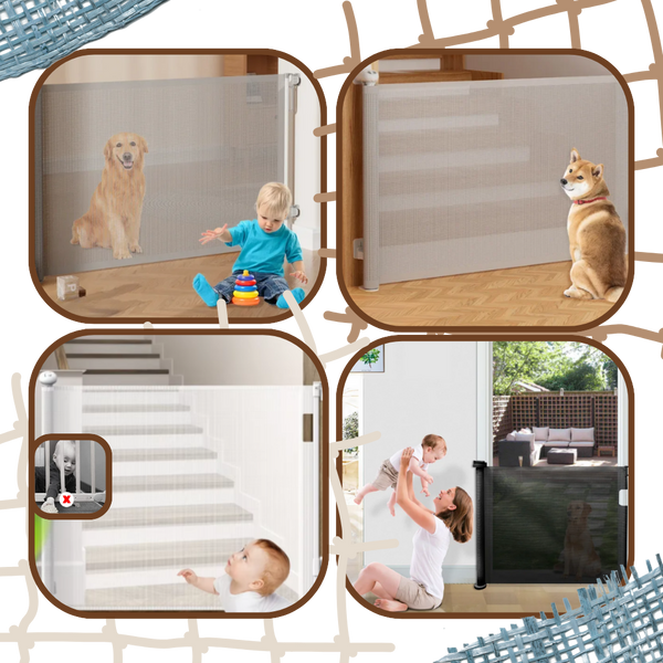 Retractable Mesh Gate For Pets And Kids With One Hand Operation