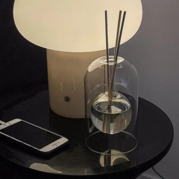 Premium Glass Hollow Aromatic Diffuser With Wood Base For Home Decor