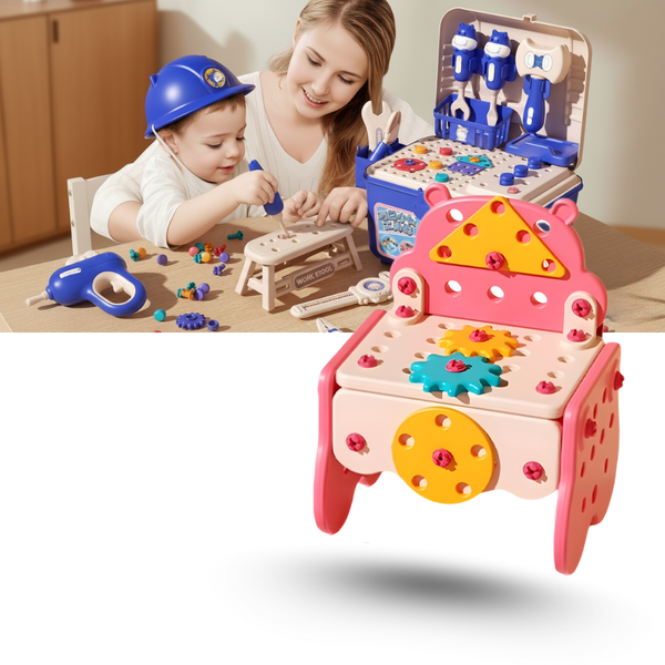 Kids Toolbox With Puzzle Screws And Real Electric Drill For Problem Solving