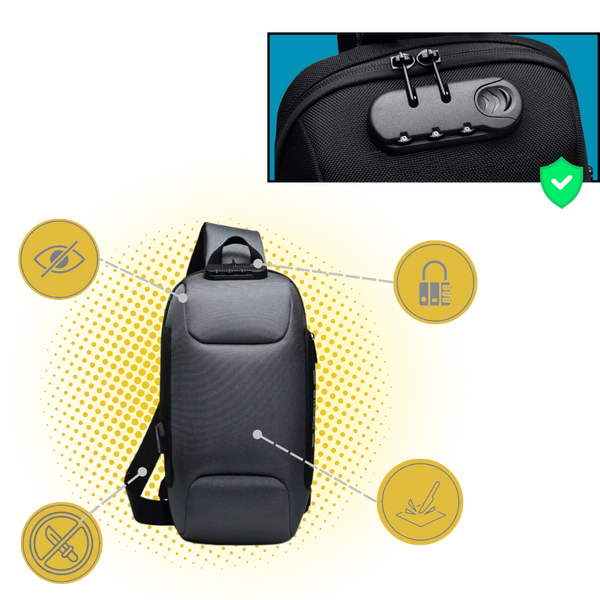 Lockable USB Charging Waterproof Crossbody Bag With Multiple Pockets