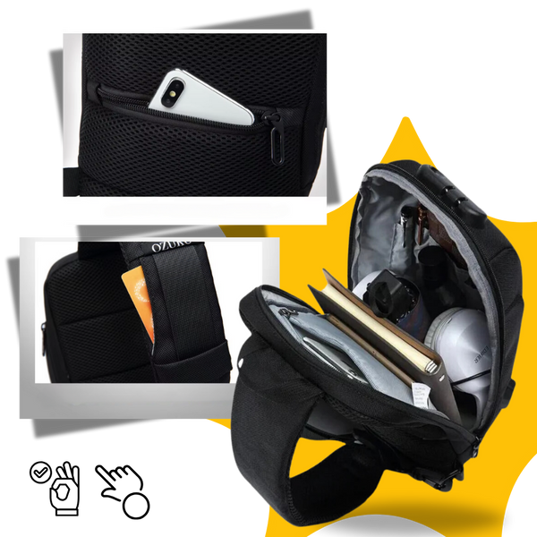 Lockable USB Charging Waterproof Crossbody Bag With Multiple Pockets