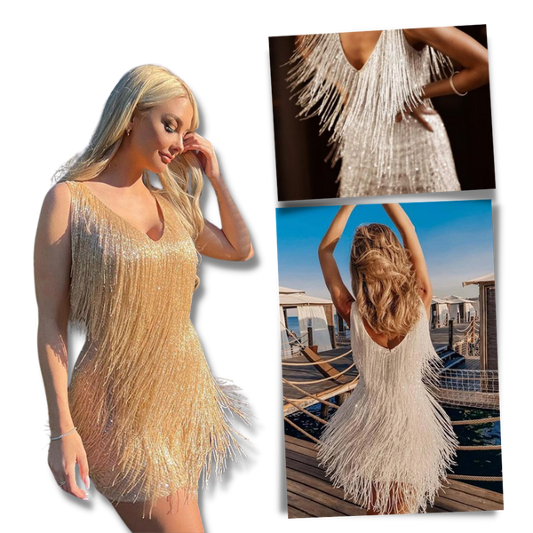 Sequin V Neck Slip Dress for Evening Glamour and Comfort