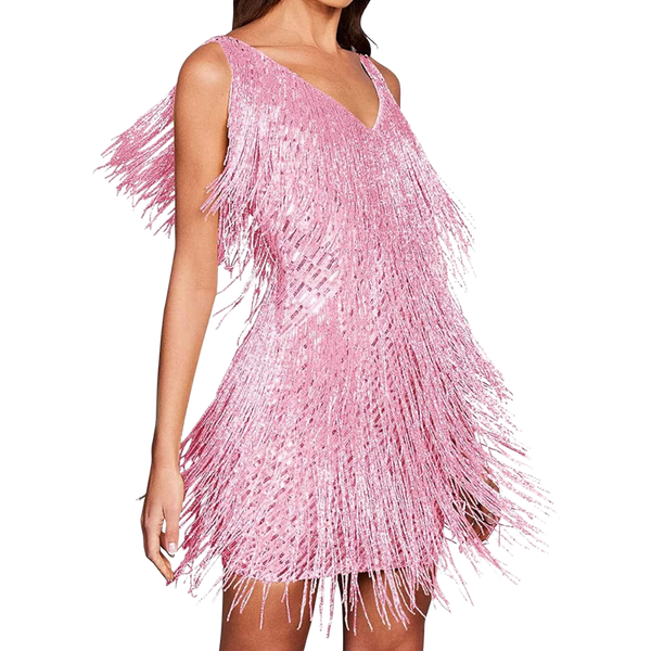 Sequin V Neck Slip Dress for Evening Glamour and Comfort