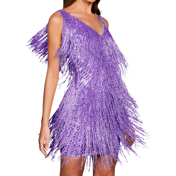 Sequin V Neck Slip Dress for Evening Glamour and Comfort