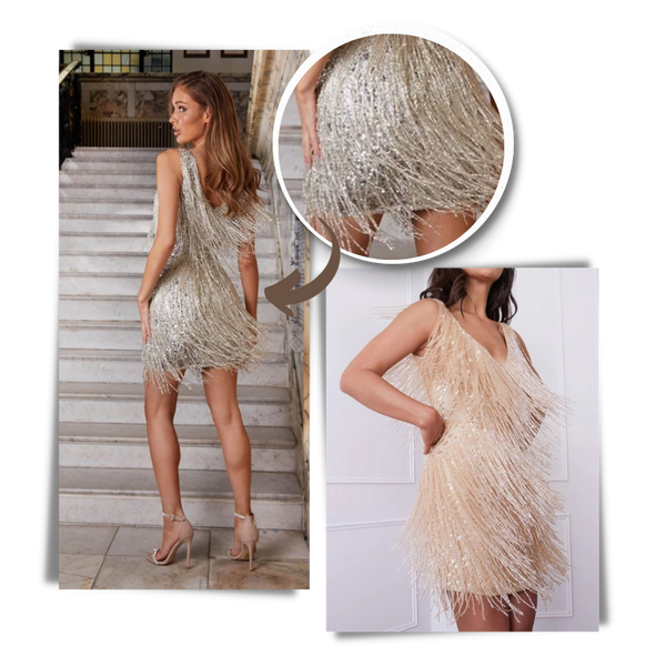 Sequin V Neck Slip Dress for Evening Glamour and Comfort