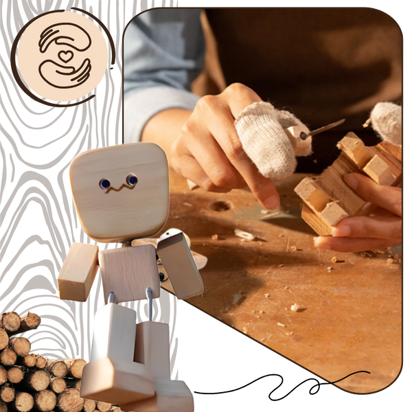 Wooden Bobblehead Figurine With Kinetic Motion For Dashboard Fun
