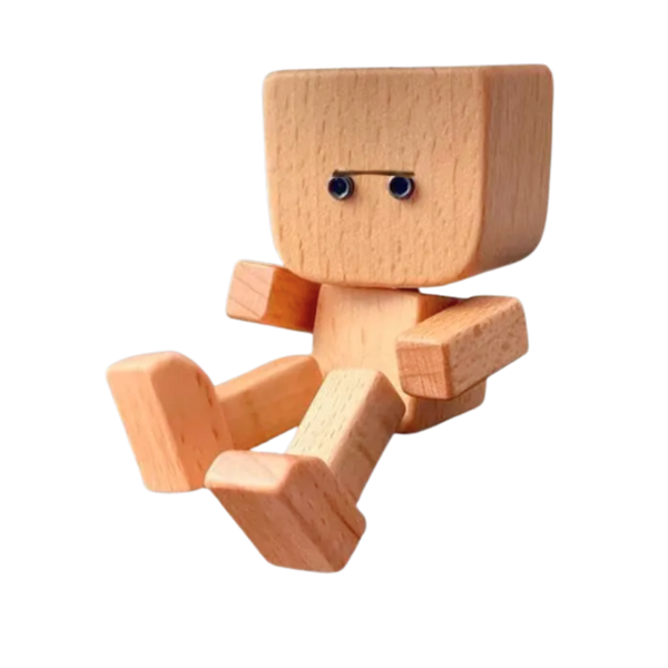 Wooden Bobblehead Figurine With Kinetic Motion For Dashboard Fun