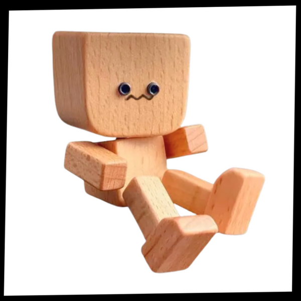 Wooden Bobblehead Figurine With Kinetic Motion For Dashboard Fun