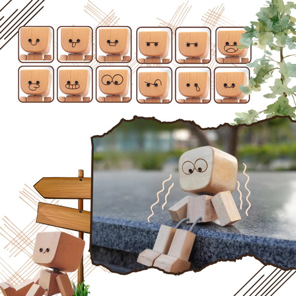 Wooden Bobblehead Figurine With Kinetic Motion For Dashboard Fun