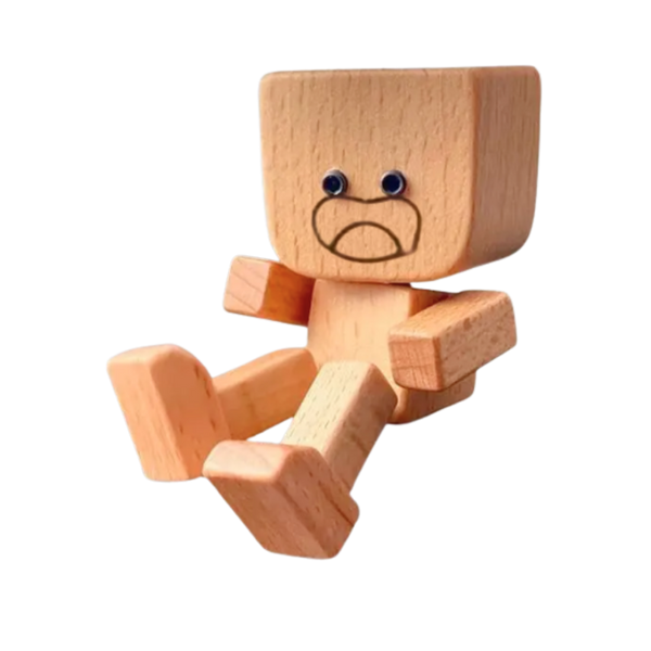 Wooden Bobblehead Figurine With Kinetic Motion For Dashboard Fun