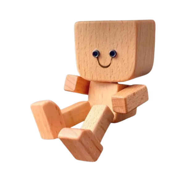 Wooden Bobblehead Figurine With Kinetic Motion For Dashboard Fun