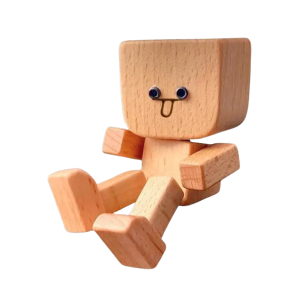 Wooden Bobblehead Figurine With Kinetic Motion For Dashboard Fun