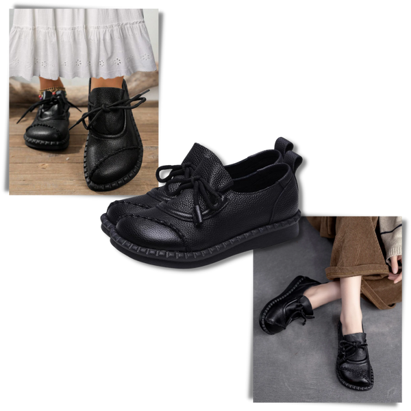 Leather Platform Loafers With Shock Absorption For All Day Comfort