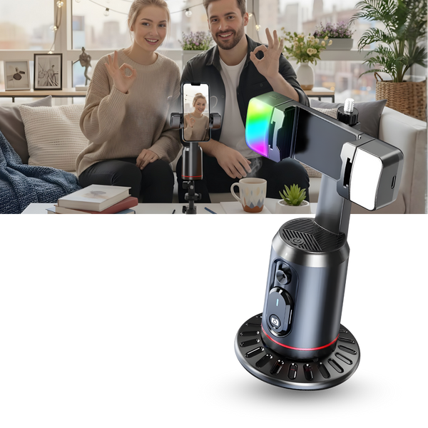 Smartphone Gimbal With Auto Tracking For Live Streaming And LED Light