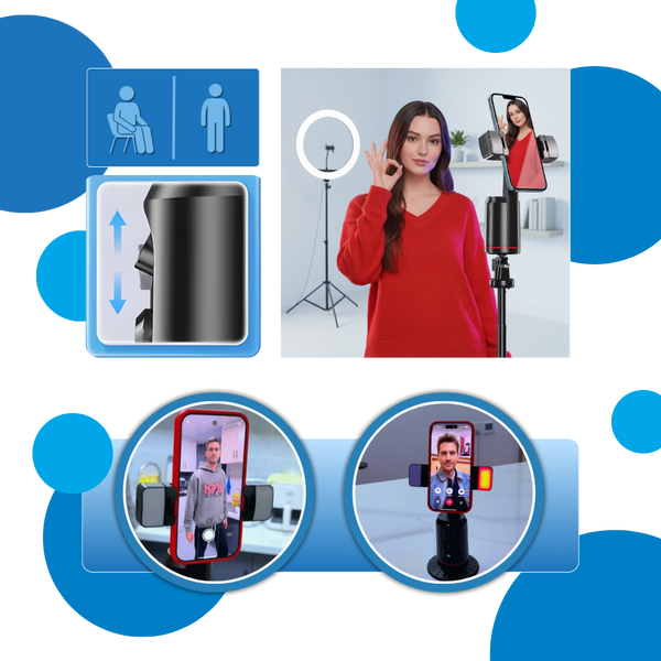 Smartphone Gimbal With Auto Tracking For Live Streaming And LED Light