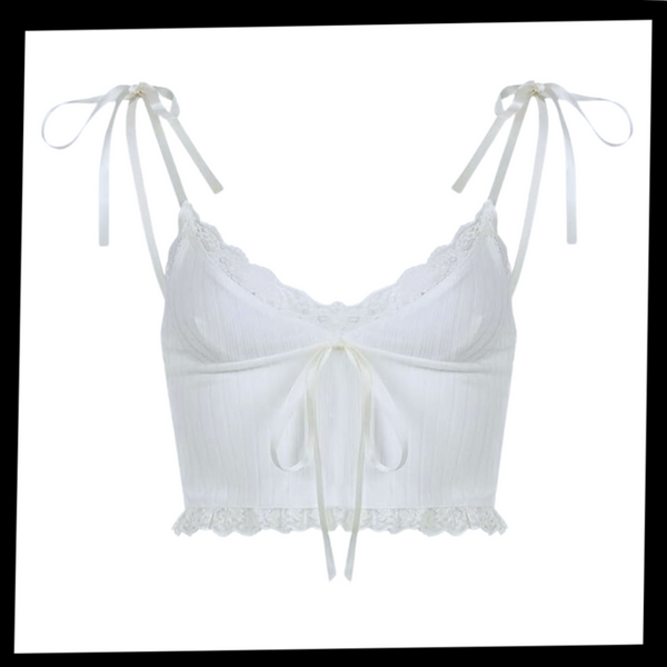 Soft Lace Trim Crop Top With Breathable Comfort And Adjustable Straps