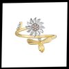Sunflower Inspired Spinner Ring For Calming Stress Relief Stainless Steel